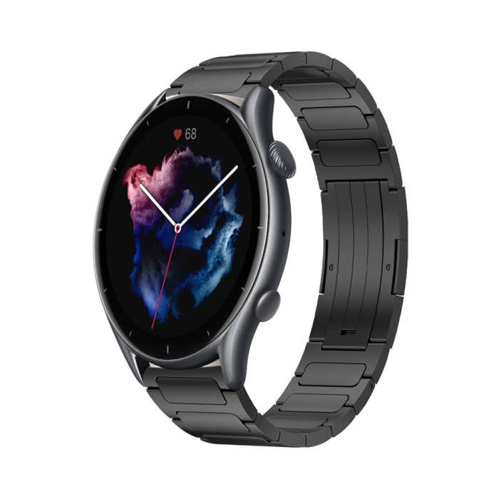 For Amazfit GTR 3 22mm I-Shaped Titanium Alloy Watch Band(Black)