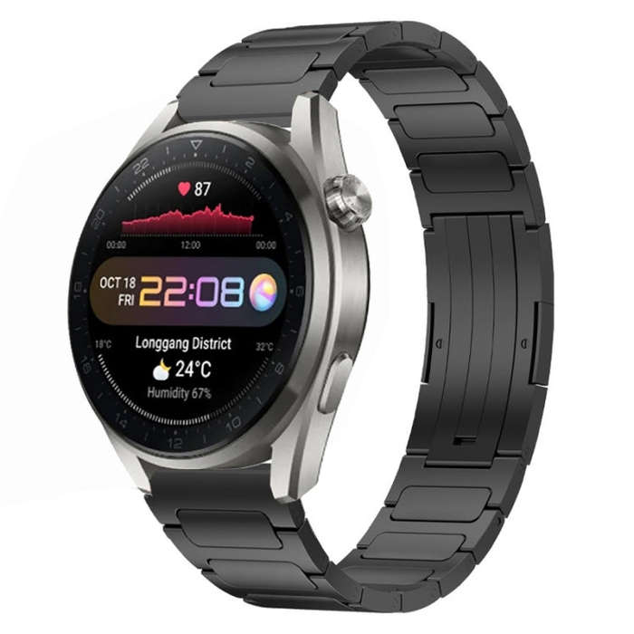 For Huawei Watch 3 Pro New 22mm I-Shaped Titanium Alloy Watch Band(Black)
