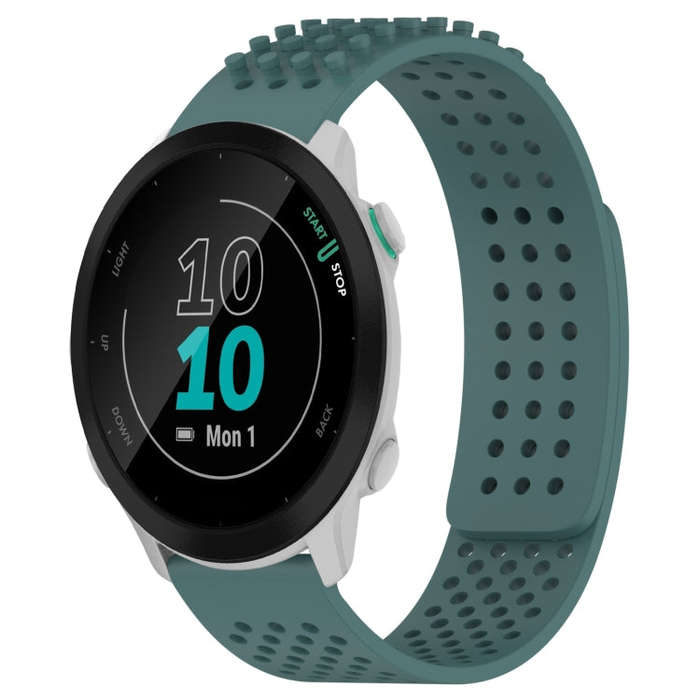 For Garmin Forerunner 55 20mm Holes Breathable 3D Dots Silicone Watch Band(Olive Green)