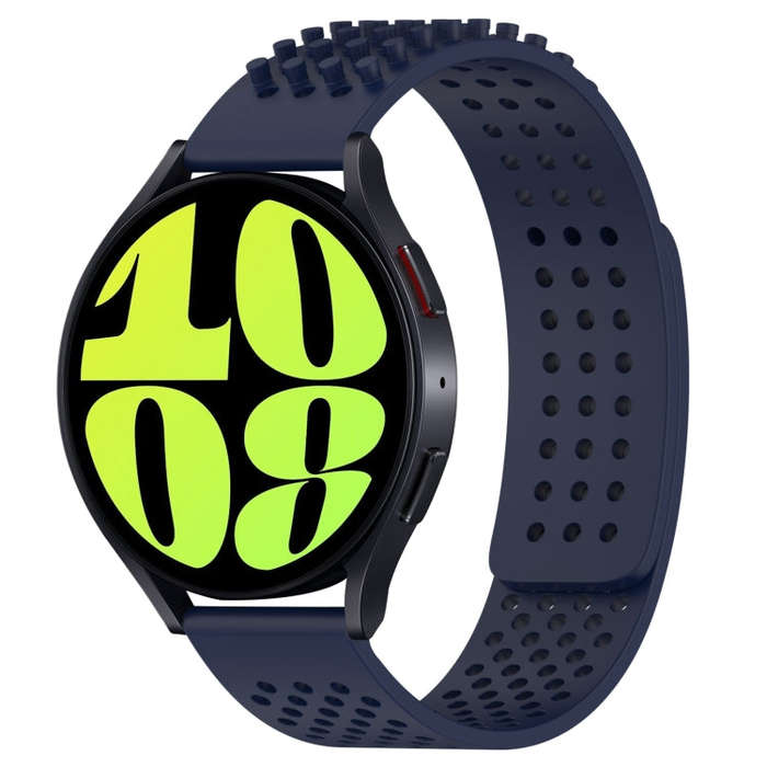 For Samsung Galaxy Watch 6 44mm 20mm Holes Breathable 3D Dots Silicone Watch Band(Midnight Blue)