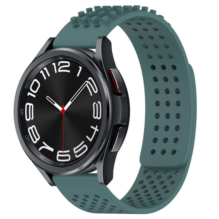 For Samsung Galaxy Watch 6 Classic 47mm 20mm Holes Breathable 3D Dots Silicone Watch Band(Olive G...