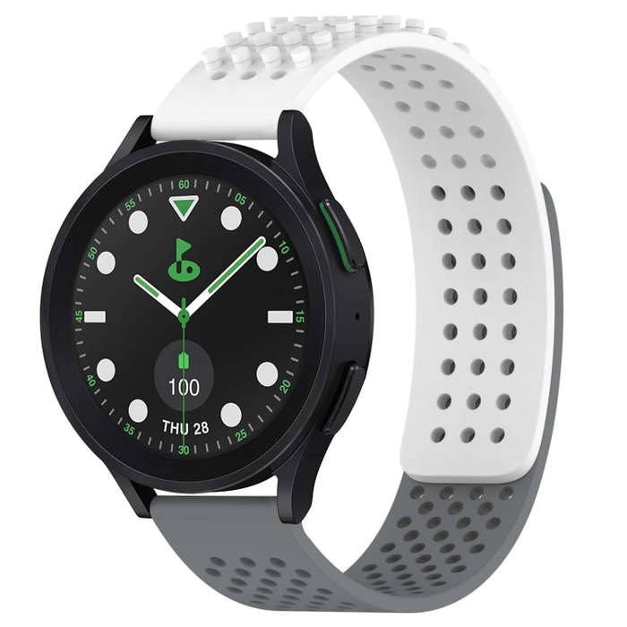 For Samsung Galaxy watch 5 Pro Golf Edition 20mm Holes Breathable 3D Dots Silicone Watch Band(Whi...