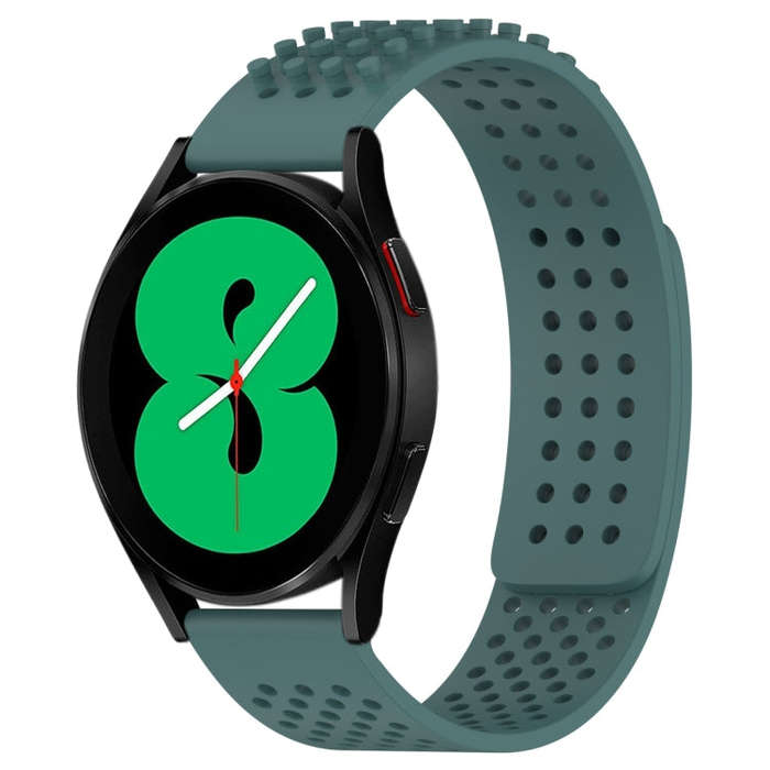 For Samsung Galaxy Watch 4 44mm 20mm Holes Breathable 3D Dots Silicone Watch Band(Olive Green)