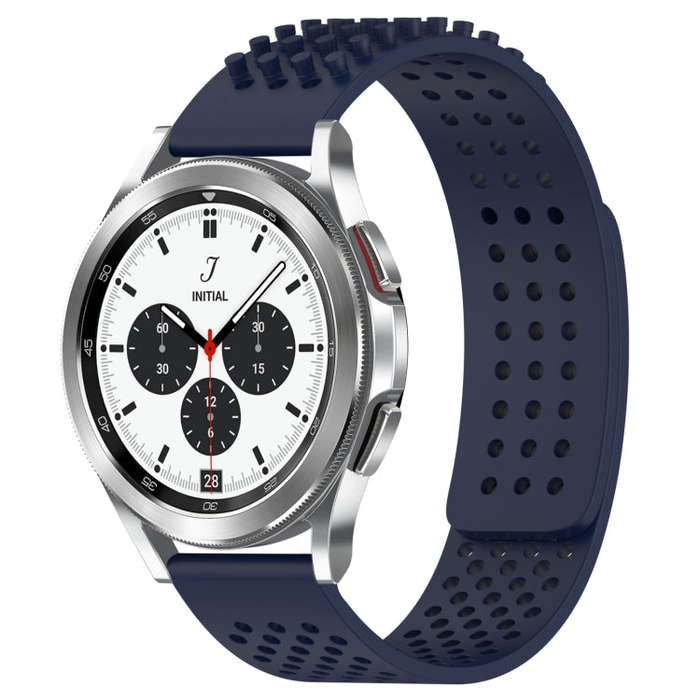 For Samsung  Galaxy Watch 4 Classic 42mm 20mm Holes Breathable 3D Dots Silicone Watch Band(Midnig...