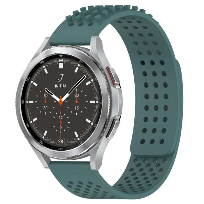 For Samsung  Galaxy Watch 4 Classic 46mm 20mm Holes Breathable 3D Dots Silicone Watch Band(Olive ...