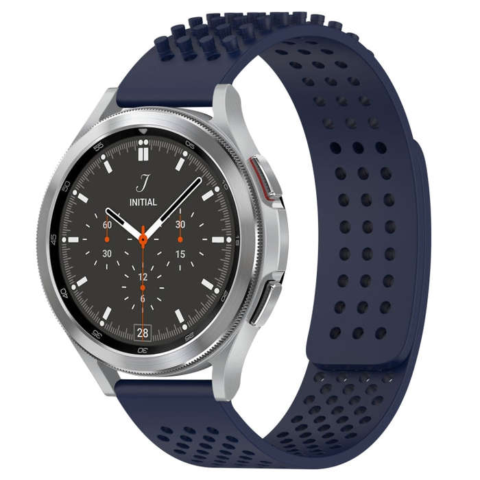 For Samsung  Galaxy Watch 4 Classic 46mm 20mm Holes Breathable 3D Dots Silicone Watch Band(Midnig...