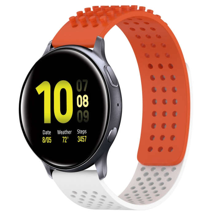 For Samsung Galaxy Watch Active 2 44mm 20mm Holes Breathable 3D Dots Silicone Watch Band(Orange+W...
