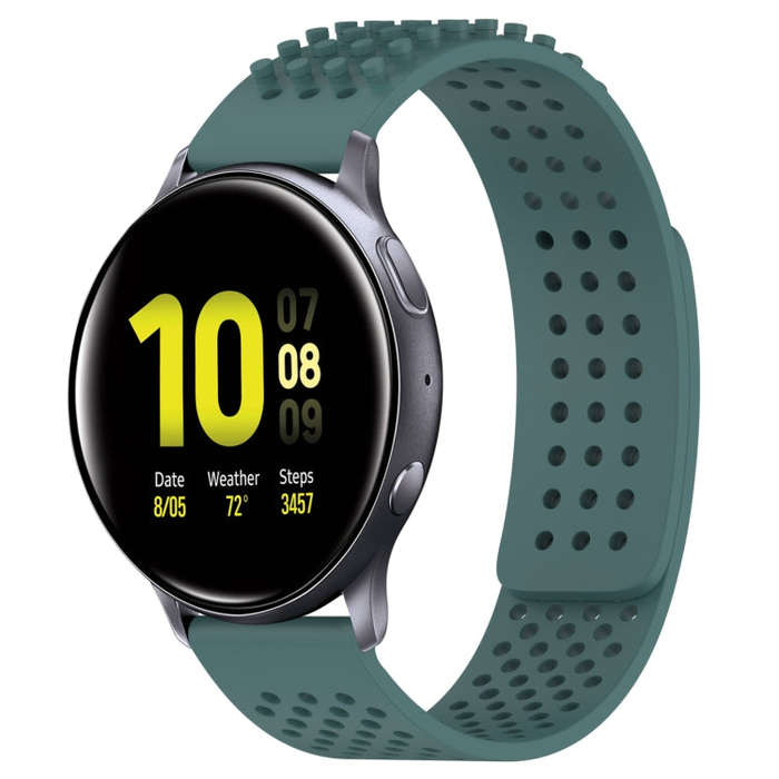 For Samsung Galaxy Watch Active 2 44mm 20mm Holes Breathable 3D Dots Silicone Watch Band(Olive Gr...