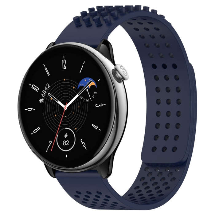 For Amazfit GTR Mini 20mm Holes Breathable 3D Dots Silicone Watch Band(Midnight Blue)