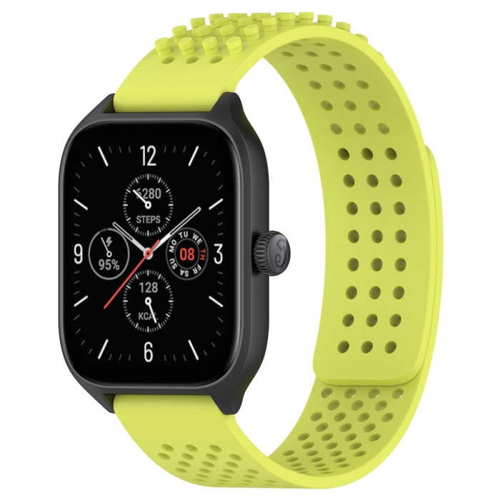 For Amazfit GTS 4 20mm Holes Breathable 3D Dots Silicone Watch Band(Lime Green)