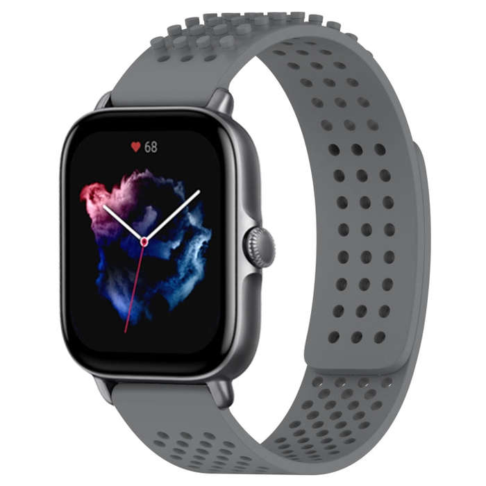 For Amazfit GTS 3 20mm Holes Breathable 3D Dots Silicone Watch Band(Grey)