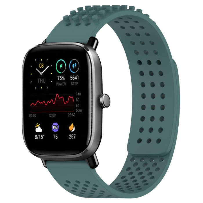 For Amazfit GTS 2 Mini 20mm Holes Breathable 3D Dots Silicone Watch Band(Olive Green)