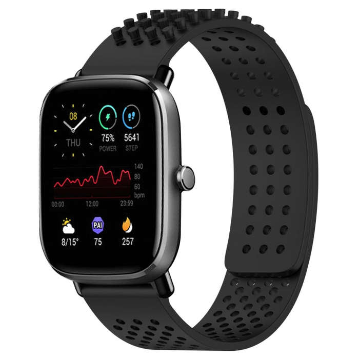 For Amazfit GTS 2 Mini 20mm Holes Breathable 3D Dots Silicone Watch Band(Black)