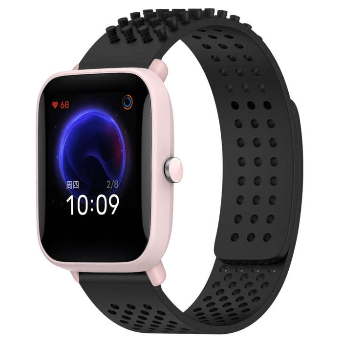 For Amazfit Pop Pro 20mm Holes Breathable 3D Dots Silicone Watch Band(Black)