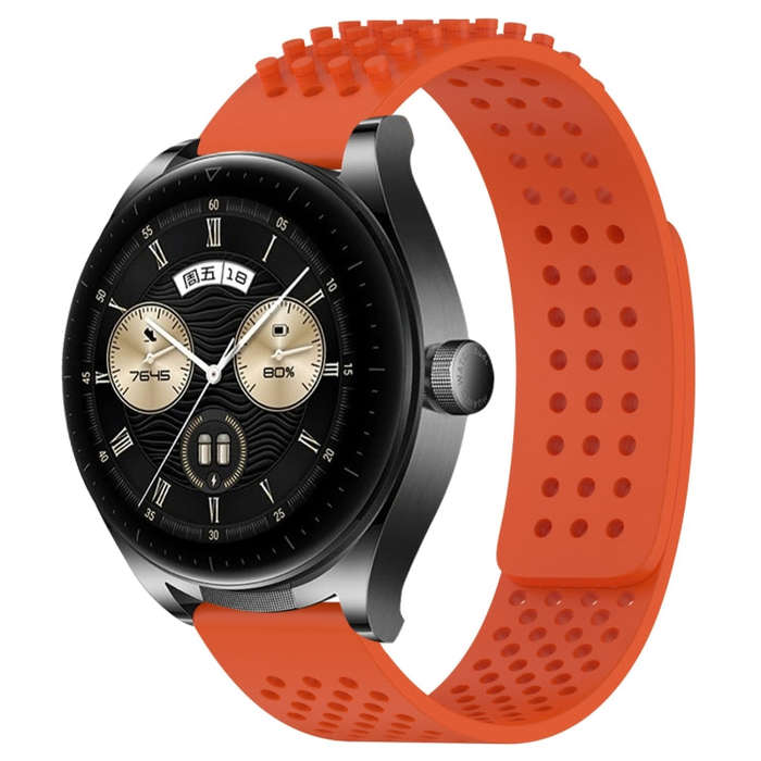 For Huawei Watch Buds 22mm Holes Breathable 3D Dots Silicone Watch Band(Orange)