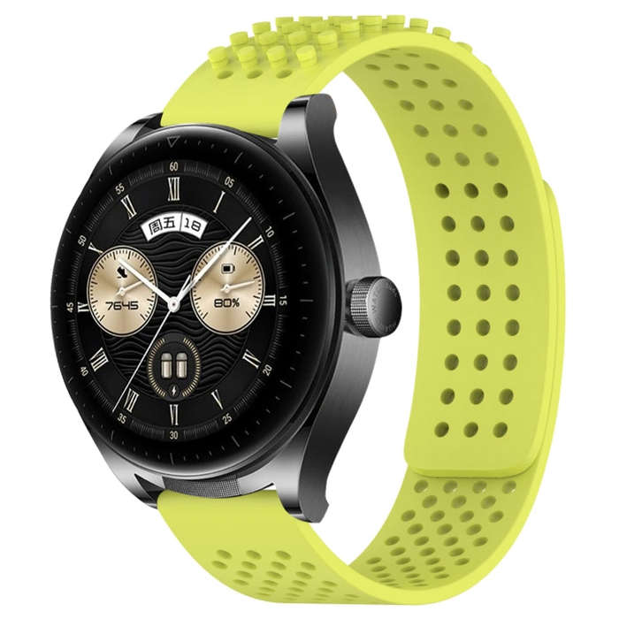 For Huawei Watch Buds 22mm Holes Breathable 3D Dots Silicone Watch Band(Lime Green)