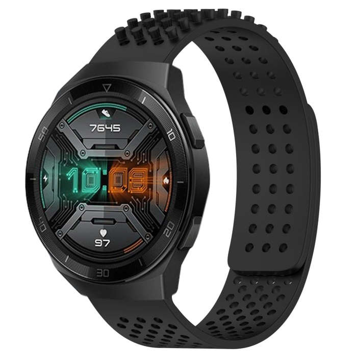 For Huawei Watch GT 2E 22mm Holes Breathable 3D Dots Silicone Watch Band(Black)