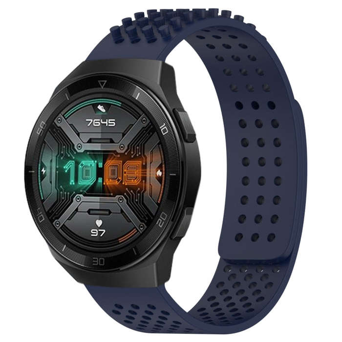 For Huawei Watch GT 2E 22mm Holes Breathable 3D Dots Silicone Watch Band(Midnight Blue)