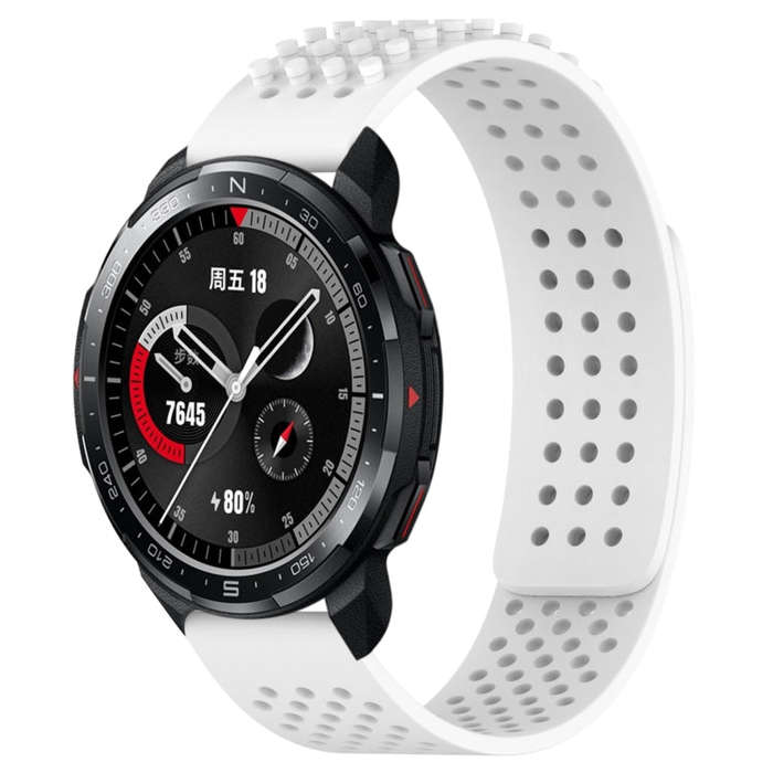 For Honor Watch GS Pro 22mm Holes Breathable 3D Dots Silicone Watch Band(White)
