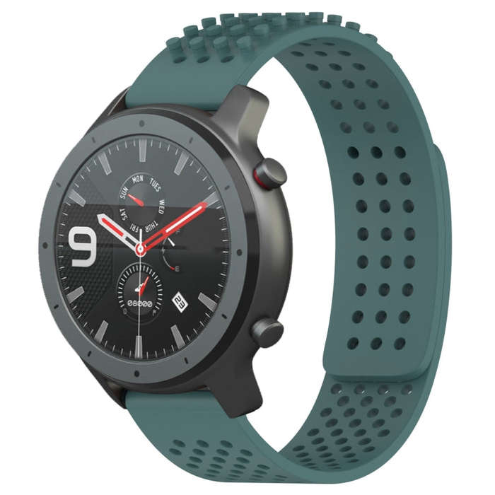 For Amazfit GTR 47mm 22mm Holes Breathable 3D Dots Silicone Watch Band(Olive Green)