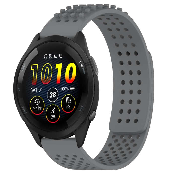 For Garmin Forerunner 265 22mm Holes Breathable 3D Dots Silicone Watch Band(Grey)