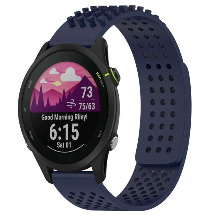 For Garmin Forerunner 255 22mm Holes Breathable 3D Dots Silicone Watch Band(Midnight Blue)