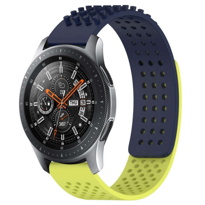 For Samsung Galaxy Watch 46mm 22mm Holes Breathable 3D Dots Silicone Watch Band(Midnight Blue+Lim...