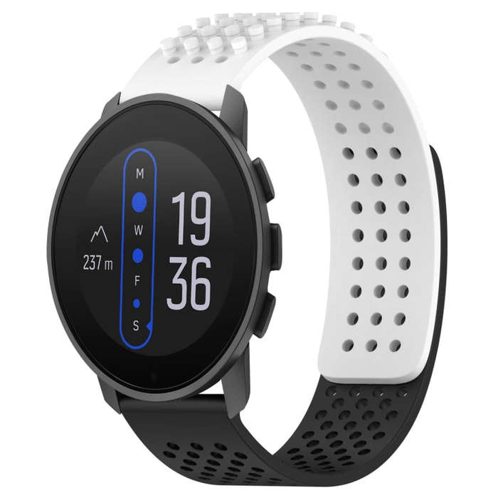 For  SUUNTO 9 Peak 22mm Holes Breathable 3D Dots Silicone Watch Band(White+Black)