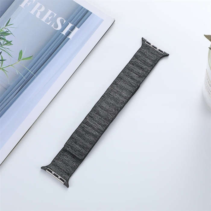 For Apple Watch 6 44mm Denim Magnetic Watch Band(Black)