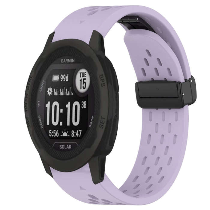 For Garmin  Instinct 2 Solar Hole Folding Buckle 22mm Silicone Watch Band(Purple)