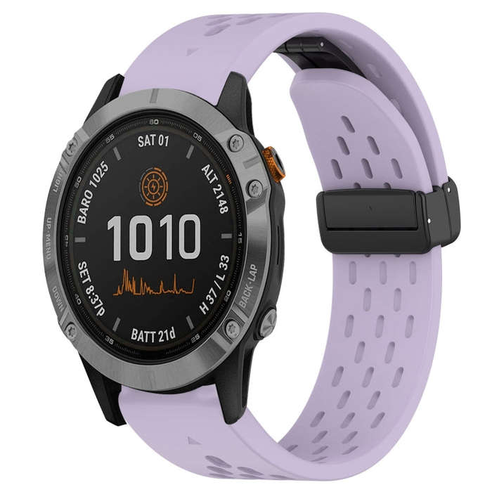 For Garmin Fenix 7 Hole Folding Buckle 22mm Silicone Watch Band(Purple)