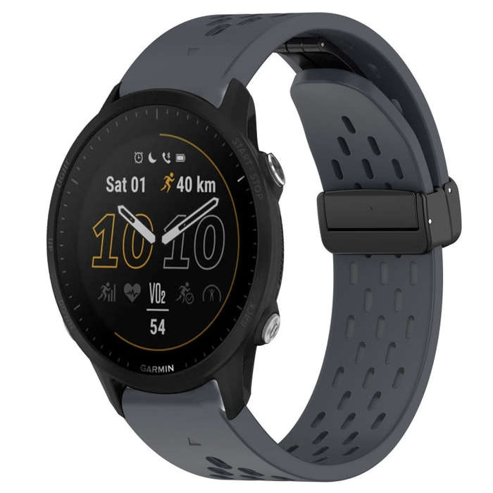 For Garmin Forerunner 955 Hole Folding Buckle 22mm Silicone Watch Band(Dark Gray)