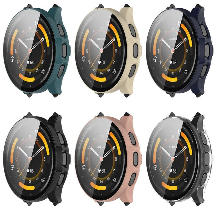 For Garmin Venu 3S PC + Tempered Film Integrated Watch Protective Case(Black)