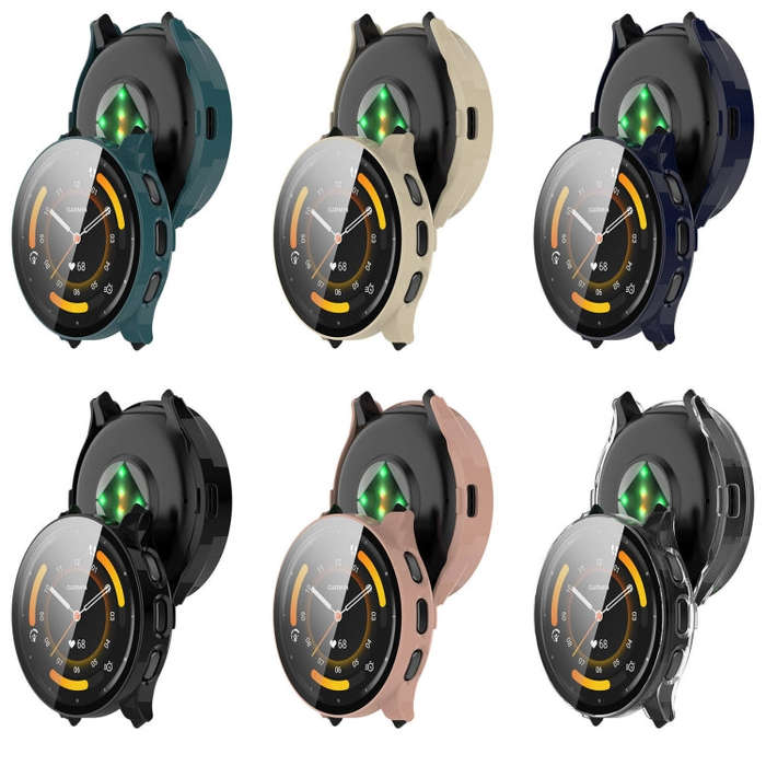 For Garmin Venu 3S PC + Tempered Film Integrated Watch Protective Case(Black)