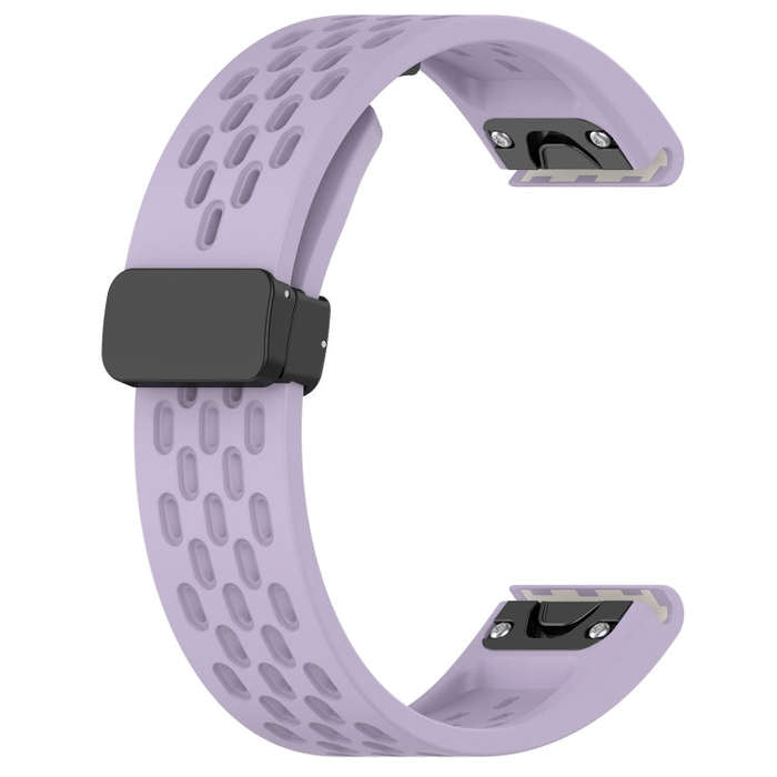 For Garmin Descent MK1 / MK2 / MK2i Quick Release Holes Magnetic Buckle Silicone Watch Band(Purple)
