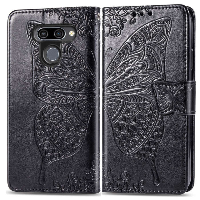 Butterfly Love Flowers Embossing Horizontal Flip Leather Case for LG K50 , with Holder & Card Slo...