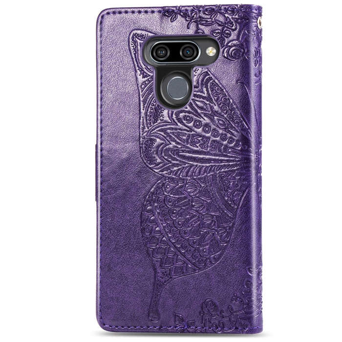 Butterfly Love Flowers Embossing Horizontal Flip Leather Case for LG K50 , with Holder & Card Slo...