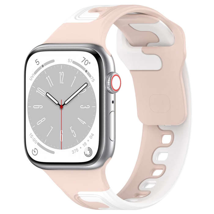 For Apple Watch 2 38mm Double Color Silicone Watch Band(Pink+White)