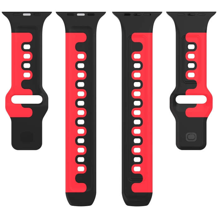 For Apple Watch 42mm Double Color Silicone Watch Band(Red+Green)