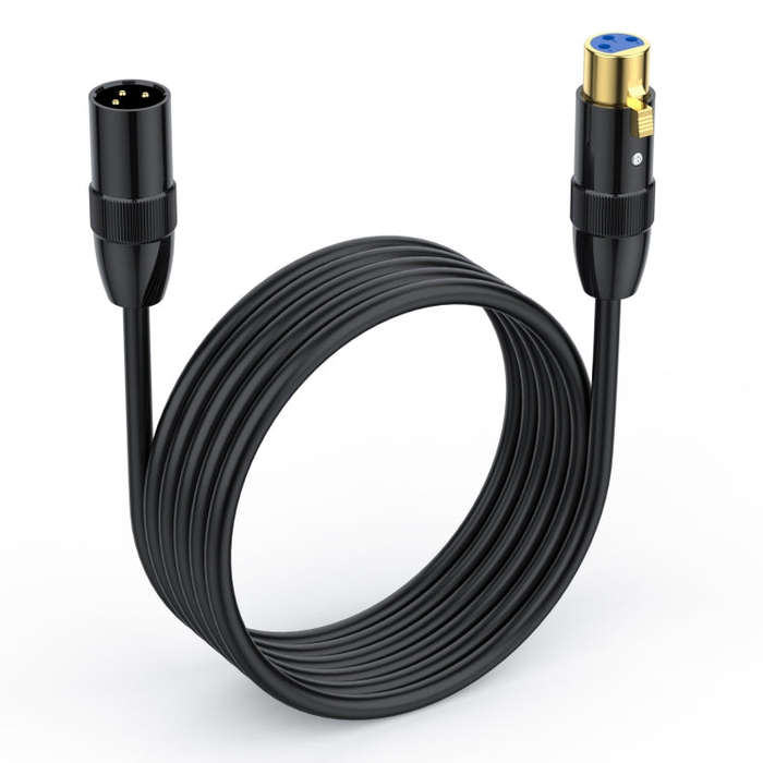 JUNSUNMAY XLR Male to Female Mic Cord 3 Pin Audio Cable Balanced Shielded Cable, Length:0.5m