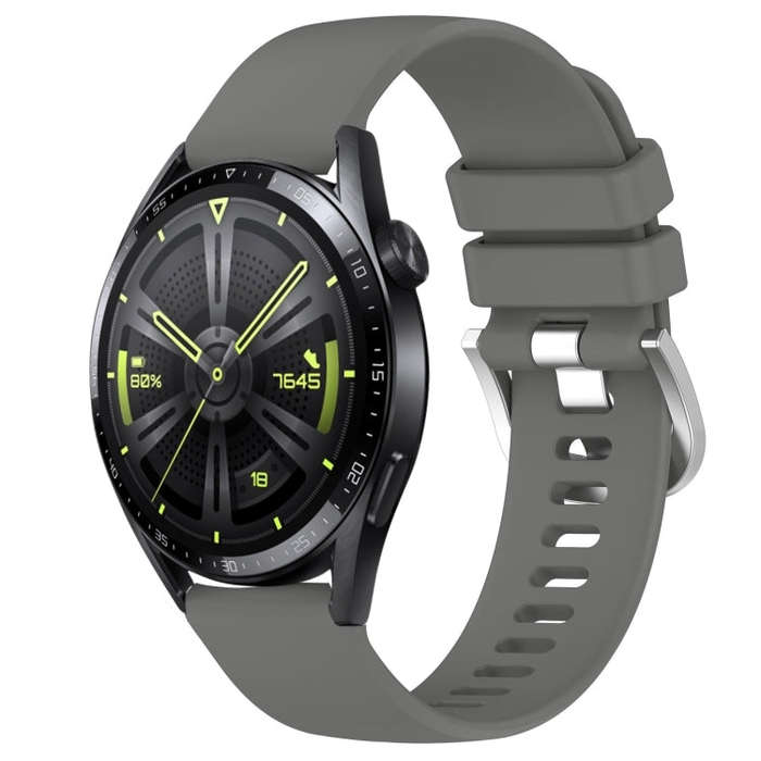 For Huawei Watch GT3 42mm 20mm Liquid Glossy Silver Buckle Silicone Watch Band(Dark Gray)