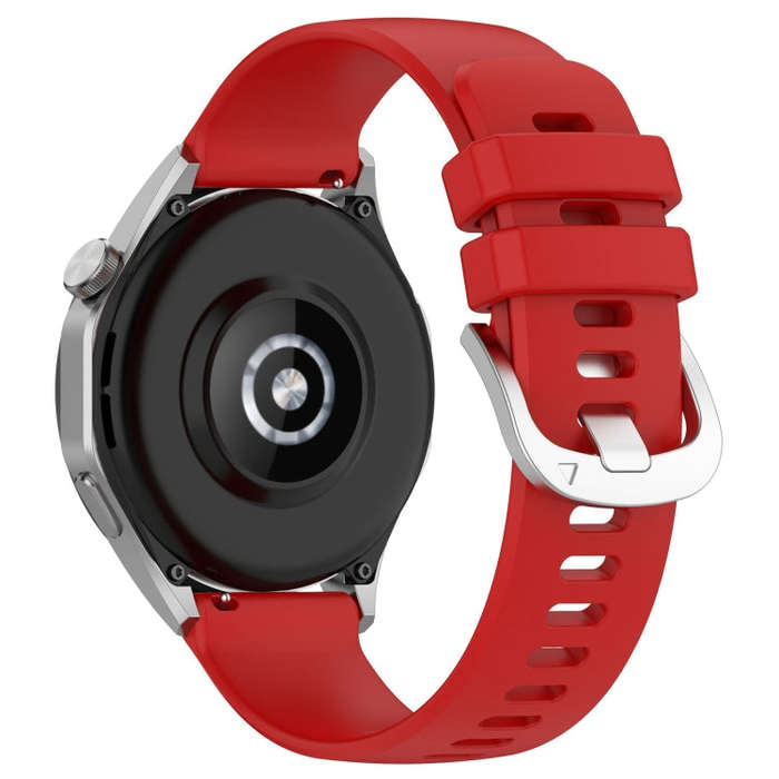 For Huawei Watch GT2 42mm 20mm Liquid Glossy Silver Buckle Silicone Watch Band(Red)