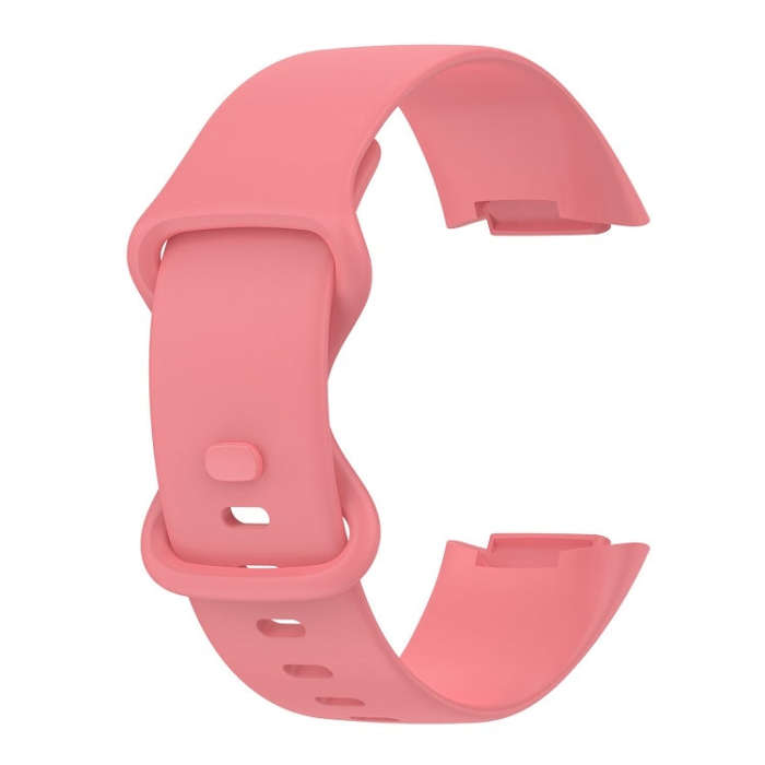 For Fitbit Charge 6 Solid Color Butterfly Buckle Silicone Watch Band, Size:L Size(Pink)