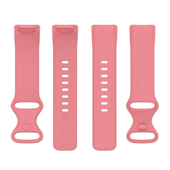 For Fitbit Charge 6 Solid Color Butterfly Buckle Silicone Watch Band, Size:L Size(Pink)