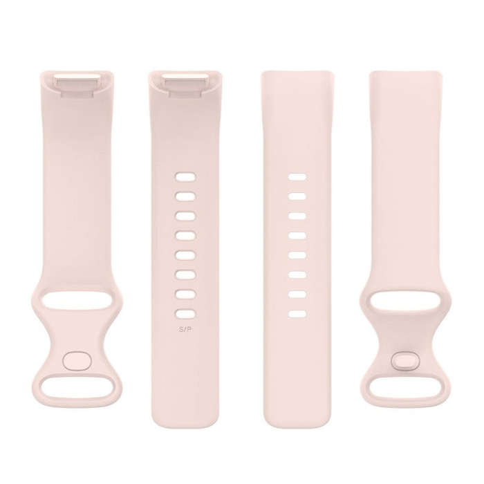 For Fitbit Charge 6 Solid Color Butterfly Buckle Silicone Watch Band, Size:L Size(Light Pink)