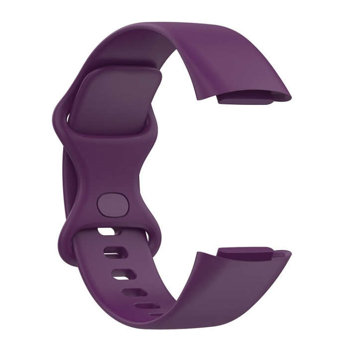 For Fitbit Charge 6 Solid Color Butterfly Buckle Silicone Watch Band, Size:L Size(Dark Purple)