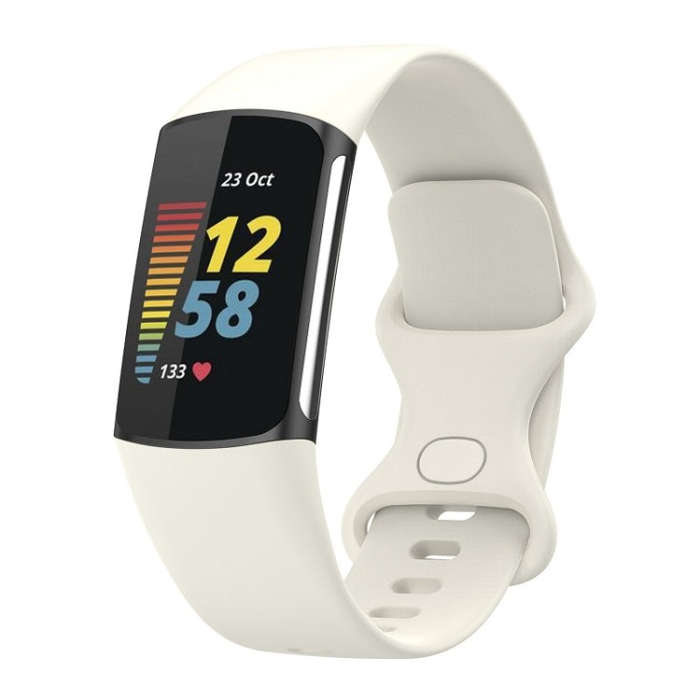 For Fitbit Charge 6 Solid Color Butterfly Buckle Silicone Watch Band, Size:L Size(Starlight Color)