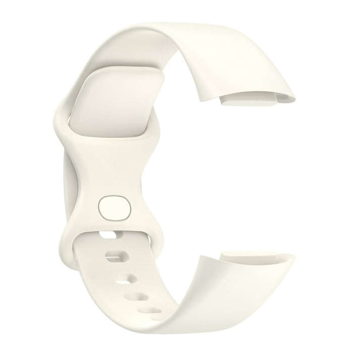 For Fitbit Charge 6 Solid Color Butterfly Buckle Silicone Watch Band, Size:L Size(Starlight Color)