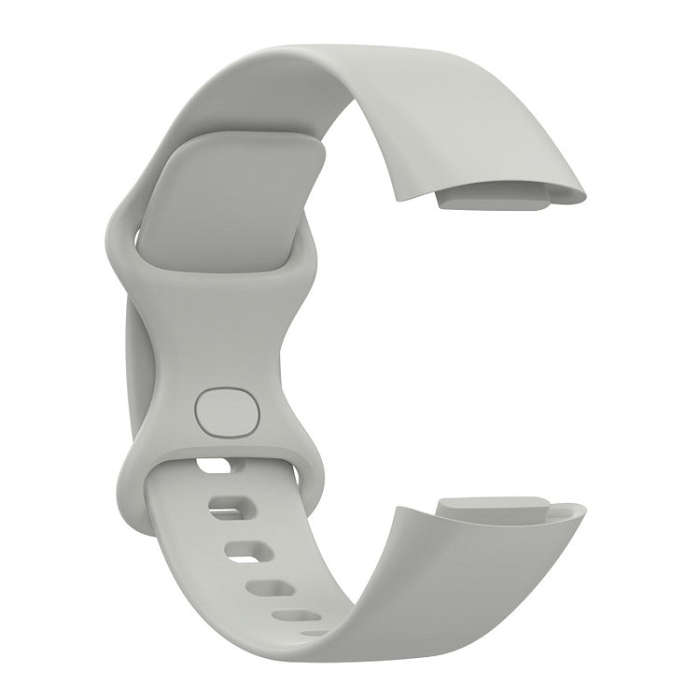 For Fitbit Charge 6 Solid Color Butterfly Buckle Silicone Watch Band, Size:S Size(Gray)