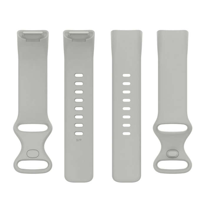 For Fitbit Charge 6 Solid Color Butterfly Buckle Silicone Watch Band, Size:S Size(Gray)